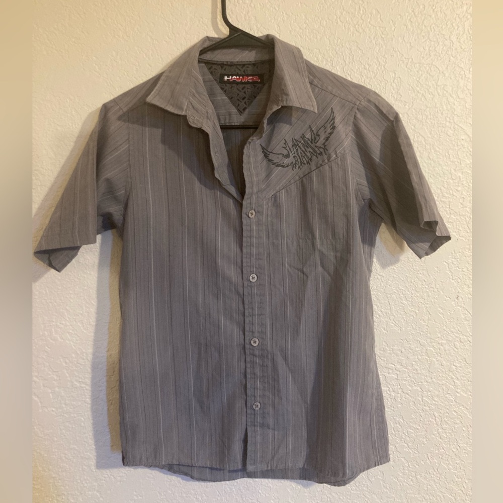 Tony Hawk Boys Short Sleeve Button Down Gray shirt size 12